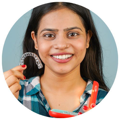 teen putting her retainers in their case to keep her orthodontic appliances safe when not in use