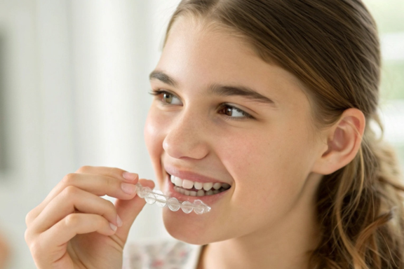 A teen girl from Pittsburg, California with Invisalign from orthodontist, Dr. Barrett