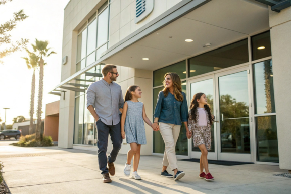 a family leaving their free braces consultation in el cerrito california