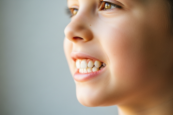 a young girl showing off her bite after her bite problems were fixed