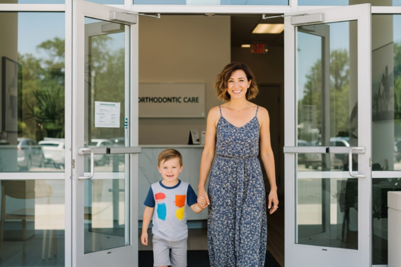 family leaving a local orthodontist in el cerrito, california
