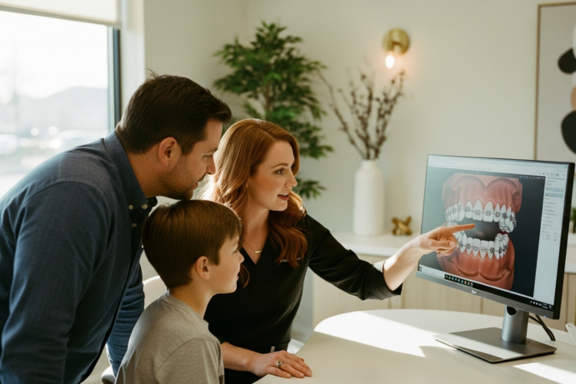 family getting an orthodontic consultation for orthodontic treatment