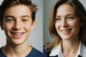 braces for teens vs braces for adults side by side photo
