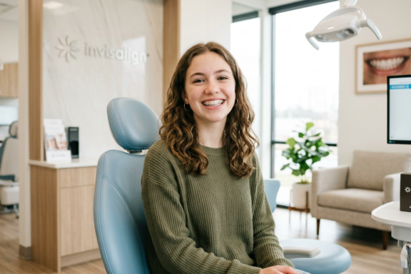 teen at orthodontist wondering can Invisalign fix an underbite