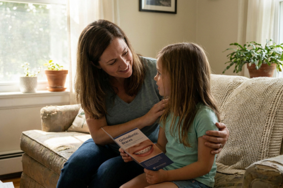 mom reassuring daughter that braces do not hurt